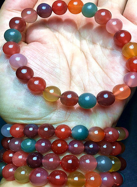 天然手链圆珠盐源玛瑙名族风男女