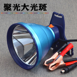 超亮户外12V接电瓶头灯夜钓鱼聚光远射大光斑圈赶海钓鱼黄LED防水