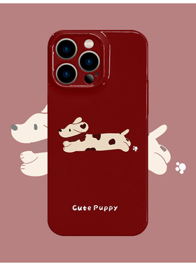 红底爱心斑点腊肠狗手机壳适用苹果16promaxiphoneOPPORENO10PROFINDX5PRO荣耀MAGIC4PROVIVOX200IQOONEO6