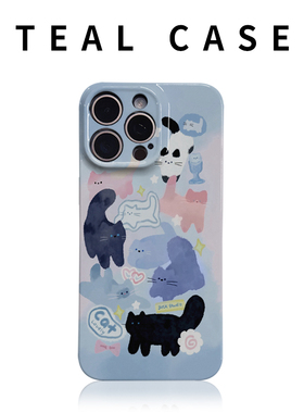 蓝色猫咪菲林软壳手机壳亮面适用苹果13promaxiphone15PROMAX15plus15PRO华为NOVA4NOVA10PRO小米13VIVOX90