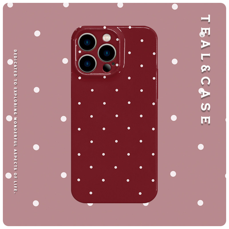 红底白色小波点菲林手机软壳适用苹果16promaxiphoneOPPORENO10PROFINDX5PRO荣耀MAGIC4PROVIVOX200IQOONEO6