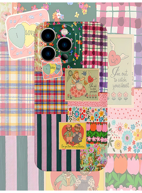 美式拼接元素菲林手机壳亮面适用苹果16promaxiphoneOPPORENO10PROFINDX5PRO荣耀MAGIC4PROVIVOX200IQOONEO6