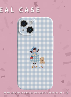 韩系可爱格子女孩菲林手机壳适用苹果16promaxiphoneOPPORENO10PROFINDX5PRO荣耀MAGIC4PROVIVOX200IQOONEO6