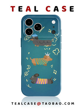 深绿色渐变腊肠狗原创图案手机壳适用苹果17promaxiphoneOPPORENO10PROFINDX5PRO荣耀MAGIC4VIVOX200IQOONEO6