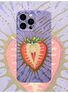 炸裂草莓个性菲林手机壳亮面适用苹果16promaxiphoneOPPORENO10PROFINDX5PRO荣耀MAGIC4PROVIVOX200IQOONEO6