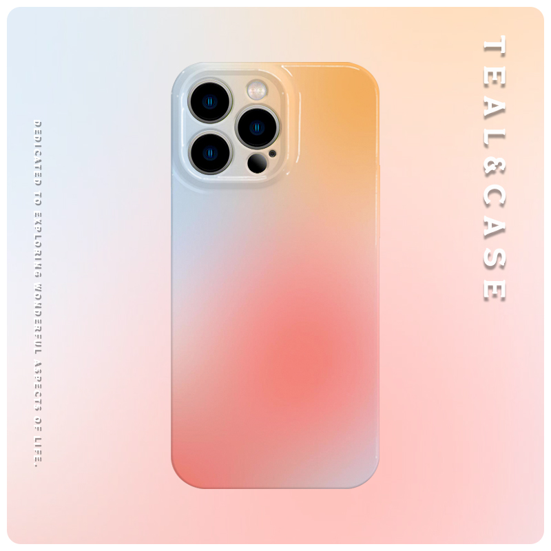 粉橙渐变小清新亮面软壳全包菲林