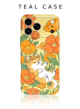 向日可爱葵柴犬～原创图案手机壳适用苹果17promaxiphoneOPPORENO10PROFINDX5PRO荣耀MAGIC4VIVOX200IQOONEO6