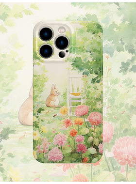 原创图案椅子兔子绿色手机壳适用苹果16promaxiphoneOPPORENO10PROFINDX5PRO荣耀MAGIC4PROVIVOX200IQOONEO6