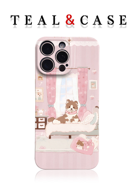 看家小狗粉色原创图案手机壳适用苹果16promaxiphoneOPPORENO10PROFINDX5PRO荣耀MAGIC4PROVIVOX200IQOONEO6