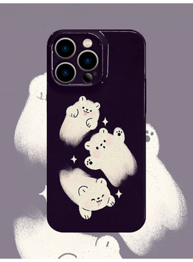 韩系紫色三只熊菲林手机壳适用苹果16promaxiphoneOPPORENO10PROFINDX5PRO荣耀MAGIC4PROVIVOX200IQOONEO6