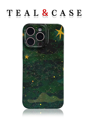 韩系绿色之星菲林手机壳亮面适用苹果16promaxiphoneOPPORENO10PROFINDX5PRO荣耀MAGIC4PROVIVOX200IQOONEO6