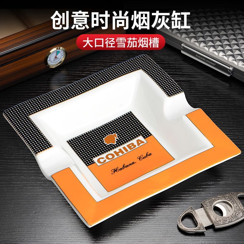 雪茄烟灰缸个性创意时尚潮流陶瓷大口径骨瓷烟灰缸灭烟器雪茄专用