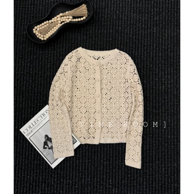 TIME ROOM 【文艺气息】2026春季新款重工镂空针织开衫