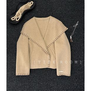 TIME ROOM 【气质主场】2025冬季新款手工缝线羊绒大衣