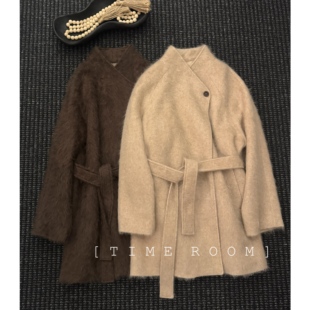 TIME ROOM 【静奢大衣】2025冬季新款羊绒羊毛拉毛中长款大衣