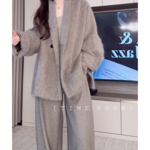 新款 TIME 2025冬季 慵懒随性 羊绒羊毛浴袍大衣 ROOM