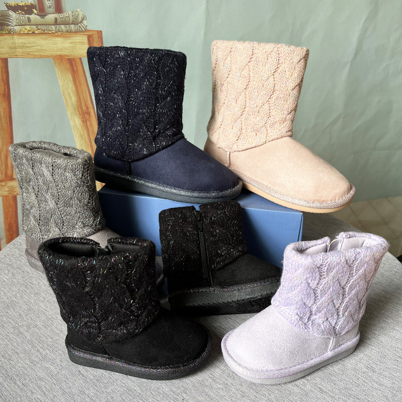 外贸原单男女童棉靴麻花毛线亲子靴25-39码中大童冬季保暖短筒靴,童鞋/婴儿鞋/亲子鞋,棉靴,淘宝优惠券,粉丝福利购,淘宝优惠卷