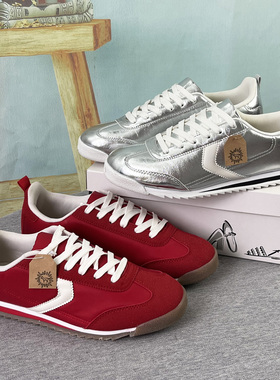 外贸阿甘鞋40码42休闲鞋出口英国单红色德训鞋女小众复古修身时尚