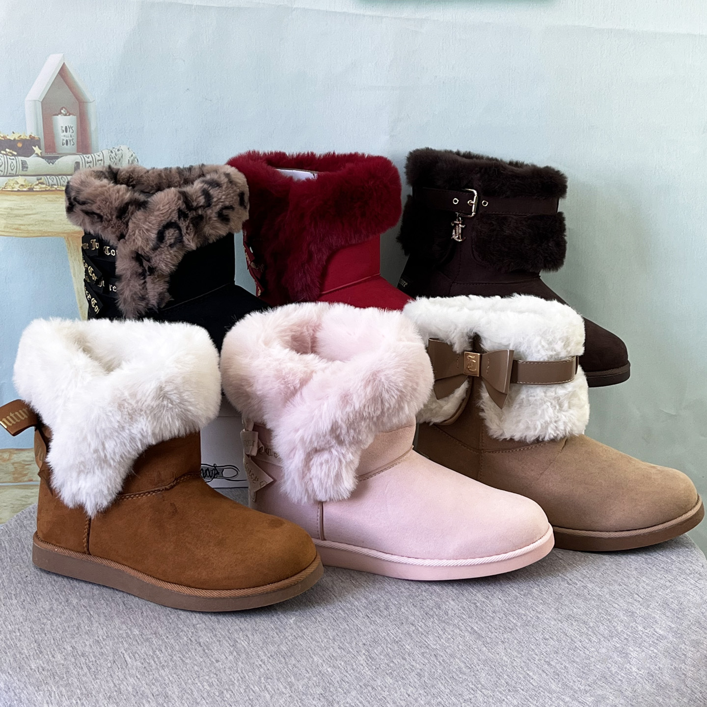 外贸大码女雪地靴时尚加绒中筒