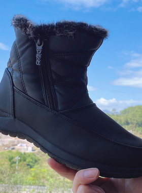 42码女式冬季靴防水雪地靴侧拉链加绒人造毛衬里舒适徒步欧美短靴