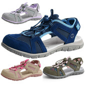 外贸凉鞋 宽胖肥脚 43码 女反绒皮拼接户外包头运动沙滩鞋 魔术贴36