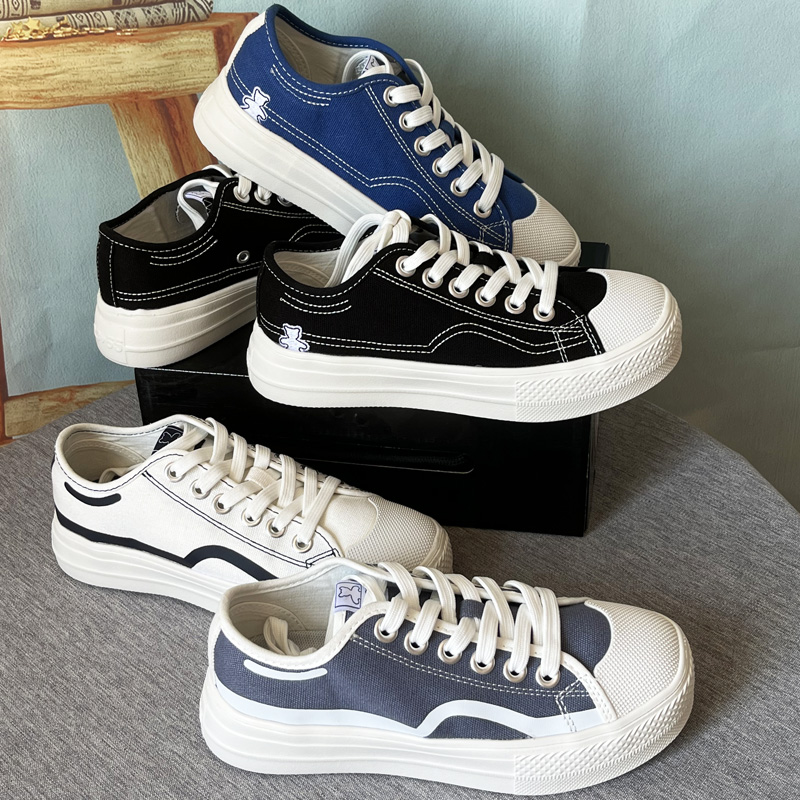 韩国单男女同款帆布鞋低帮厚底