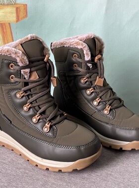 外贸42码女雪地靴高帮系带短筒靴防滑保暖40码户外东北大棉鞋冬季