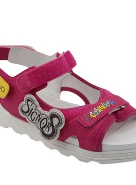 外贸凉鞋38码40码运动款卡通休闲夏季魔术贴露趾猪皮垫红色大孩子