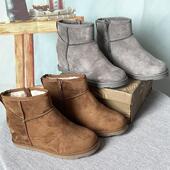 内增高7CM短筒靴加绒冬舒适软垫休闲简约欧美高跟鞋 外贸女40 42码