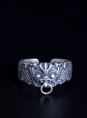 男女通用925纯银中国风饕餮戒指