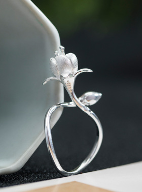 灯笼花戒指S925银饰新中式女