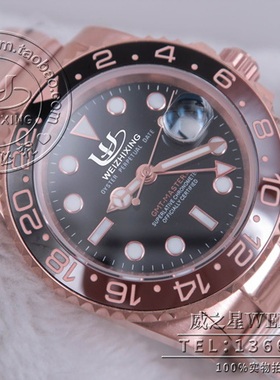 包邮 威之星 格林尼治Ⅱ腕表机械表玫瑰金m126715全钢男手表RX-06