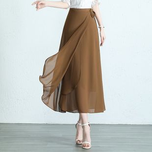 高腰遮肚显瘦洋气一步裙 一片式 半身裙2024新款 雪纺裙子女夏季 薄款