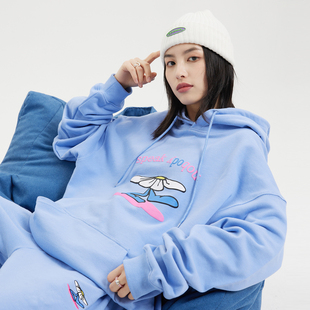 宽松卫衣男女同款 NS76 行走 花朵春秋薄款 连帽ins潮流情侣帽衫