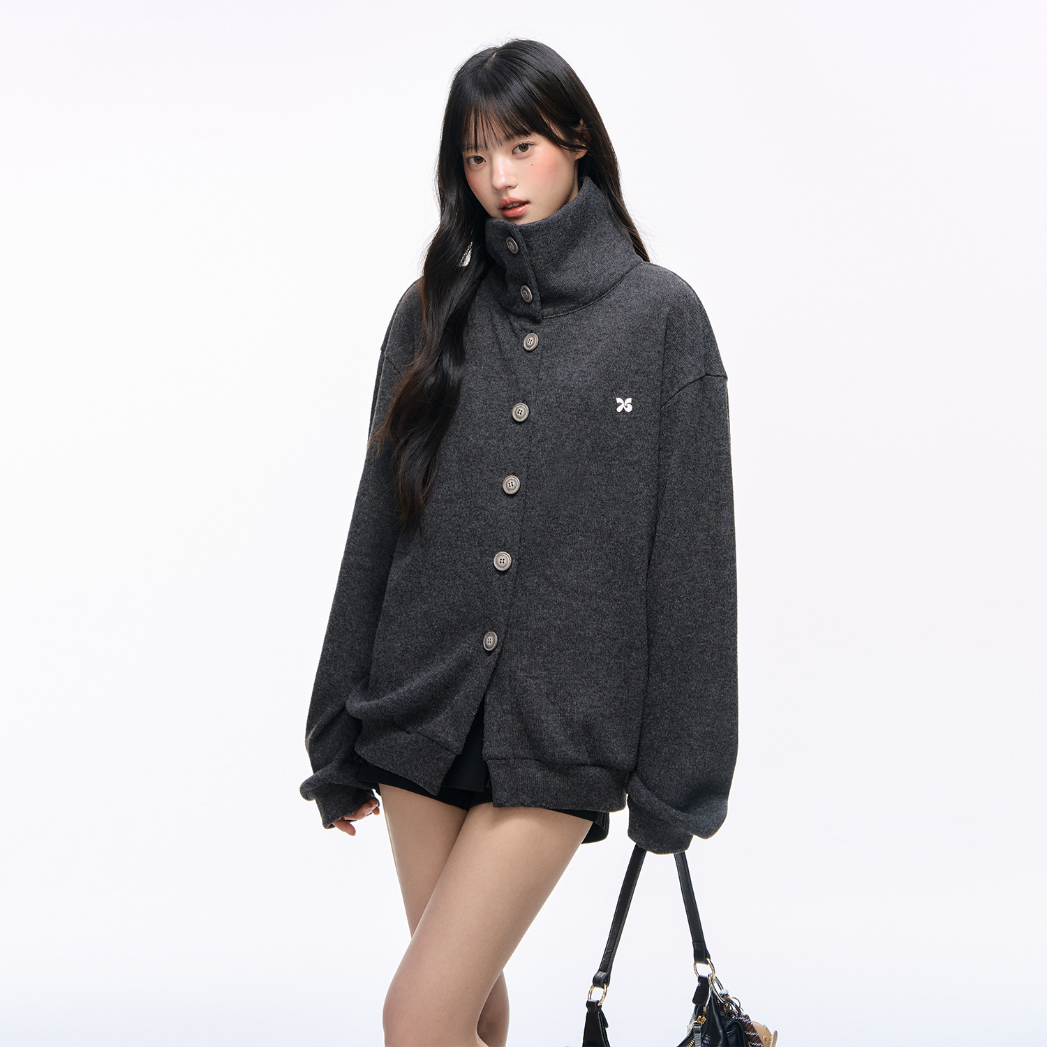 慵懒风翻领外套女上衣