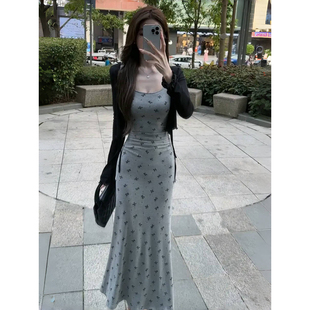 两件套装 显瘦包臀长裙吊带连衣裙防晒开衫 裙子女夏 纯欲风修身 法式