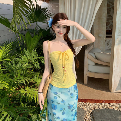 度假穿搭吊带抹胸半身裙两件套装