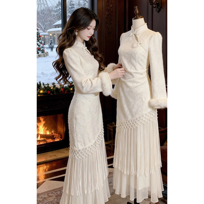 新中式国风加厚改良旗袍连衣裙女