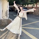 云南大理旅游度假穿搭女装镂空开衫波西米亚吊带连衣裙子两件套装