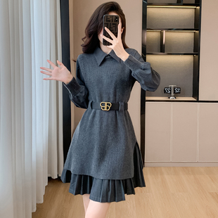 气质显瘦高级感针织连衣裙子两件套装女秋冬装2025新款独特超好看