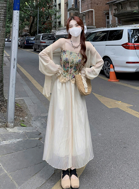 云南旅游穿搭女装开衫吊带半身长裙三件套装裙子夏季民族风连衣裙