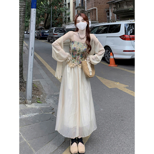 云南旅游穿搭女装开衫吊带半身长裙三件套装裙子夏季民族风连衣裙