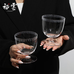 {冰阑沉醉玉轮西}中古玻璃杯 1980s江户切子水晶酒杯复古侘寂杯子