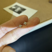 转运 mini S925纯银 闪闪 四叶草小锆石水钻耳钉女防过敏 精致