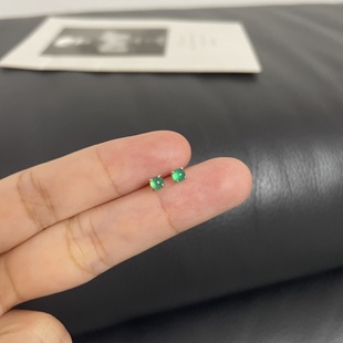 天然绿玉髓  迷你 S925通体纯银小耳钉 新中式精致  睡觉洗澡可带