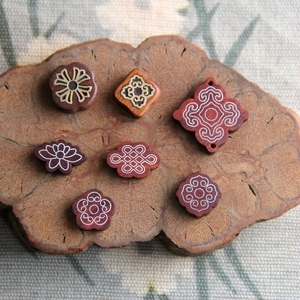 精致红檀木镶嵌银丝手串DIY手工配饰文玩珠宝饰品小配件配珠吊坠