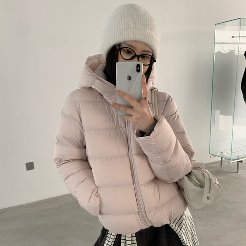 95白鸭绒连帽排骨羽绒服女外套冬