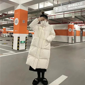 晴雨雪羽绒服女中长款2023新款韩版加厚立领小个子白鸭绒冬季外套