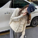 针织拼接排骨羽绒服女短款立领设计感2025新款90白鸭绒外套