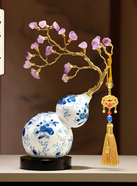 新中式陶瓷葫芦摆件高级感客厅招财玄关电视柜酒柜装饰品乔迁礼物